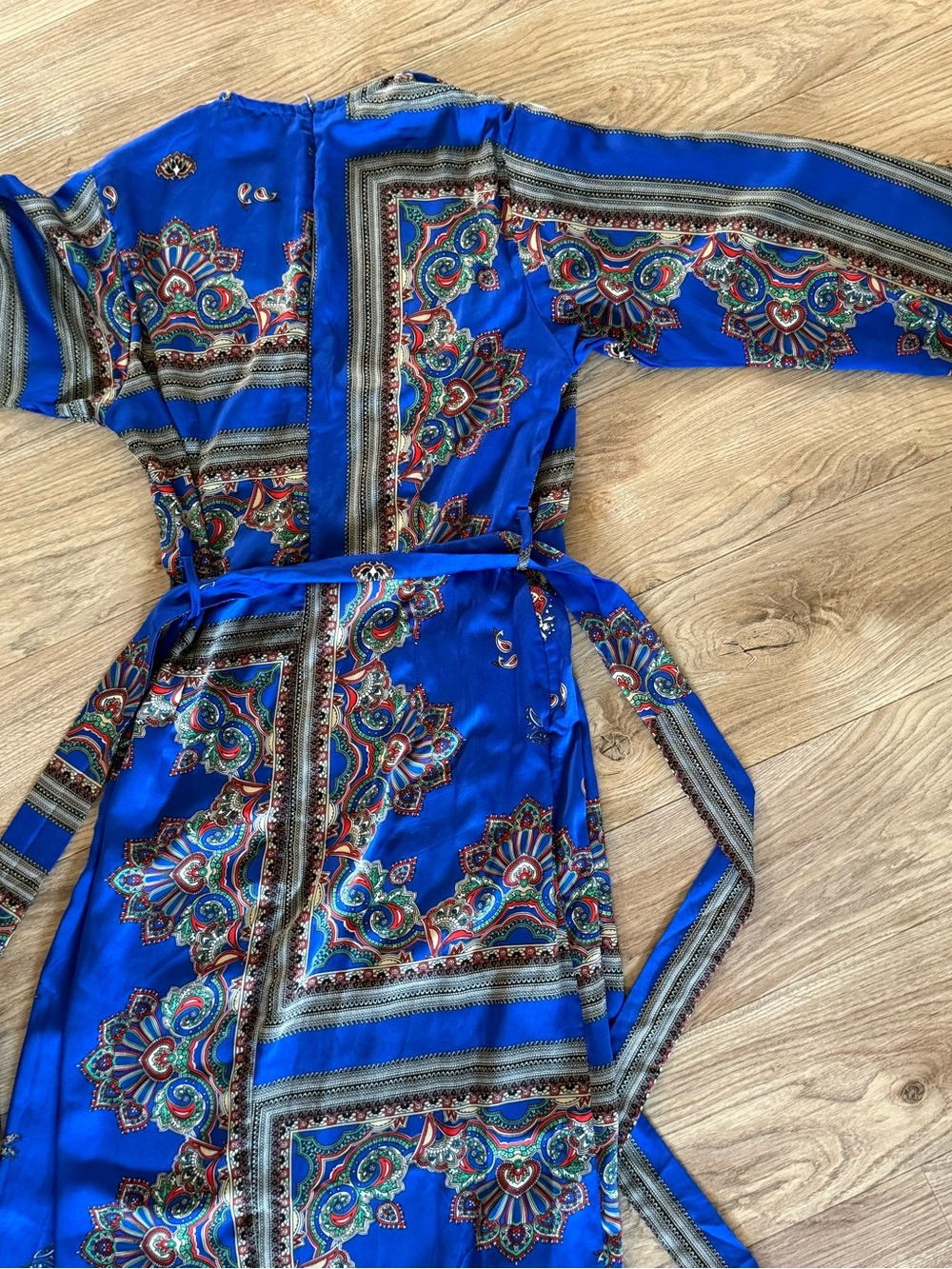 Royal Blue paisley Print Wrap Dress, maxi dress.